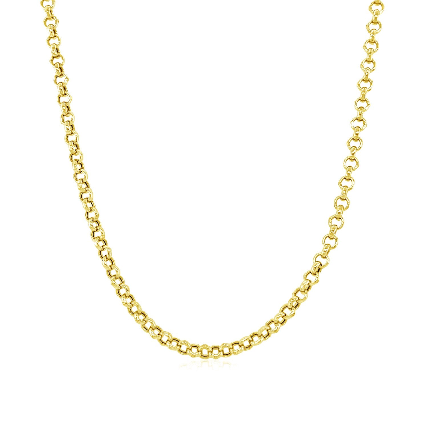 10k Yellow Gold Rolo Chain (2.40 mm) in a sleek high-contrast midnight luxury editorial style